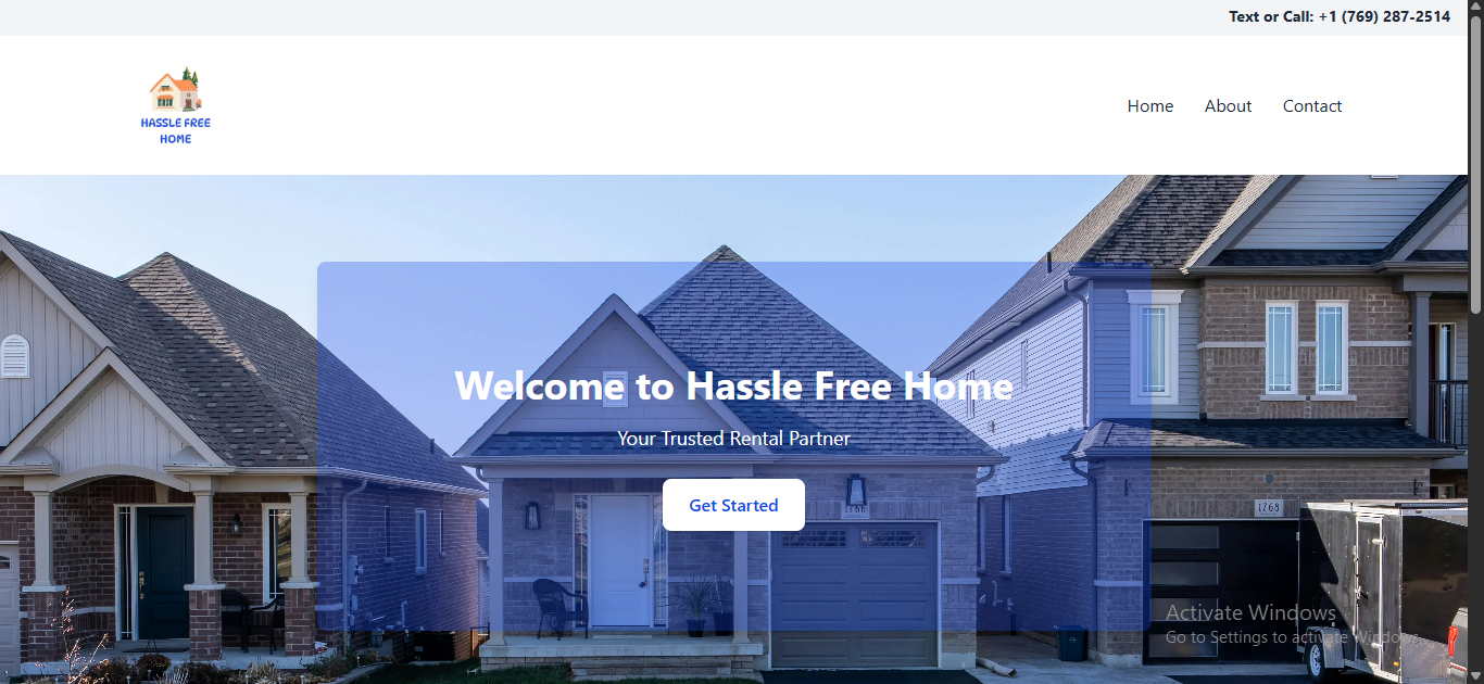Screenshot of home rental project