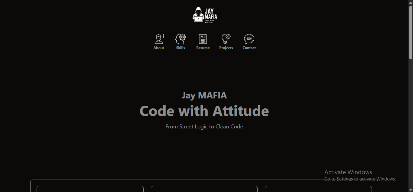 Screenshot of previous portfolio project